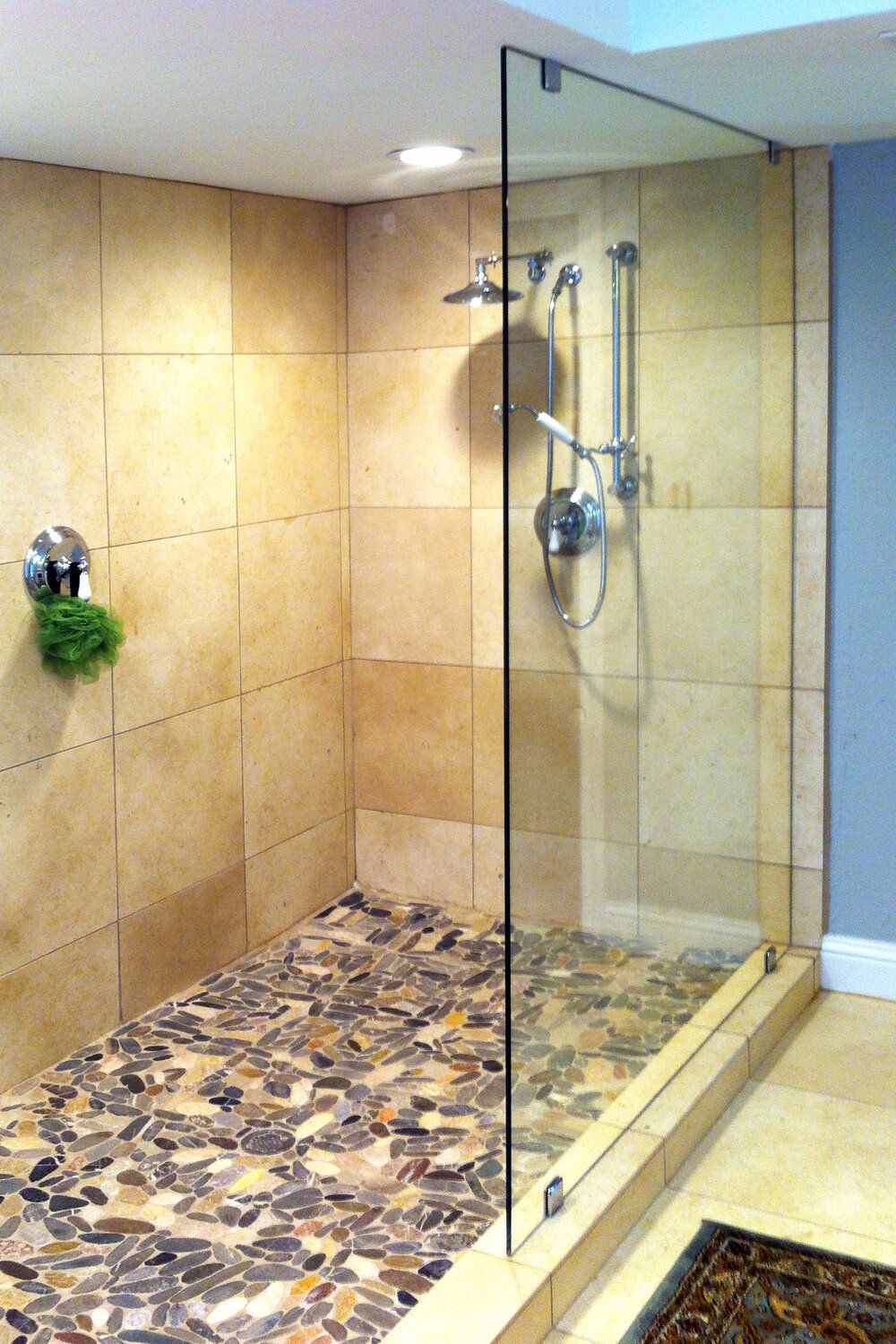 Frameless shower glass pane