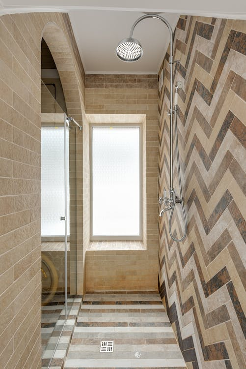 A shower enclosure